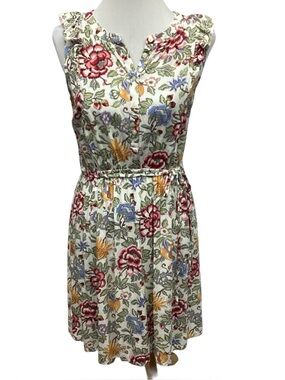 Loft Floral Sleeveless ruffle Shoulder Dress Misses size M